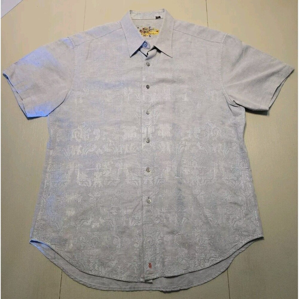 Robert Graham Mens Short Sleeve Button Down Ballina Ridge Shirt Blue Sz XXL